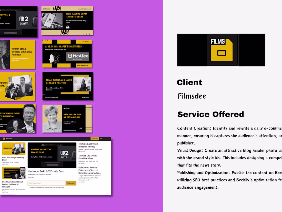 Cover image for Email Newsletter and social media management 