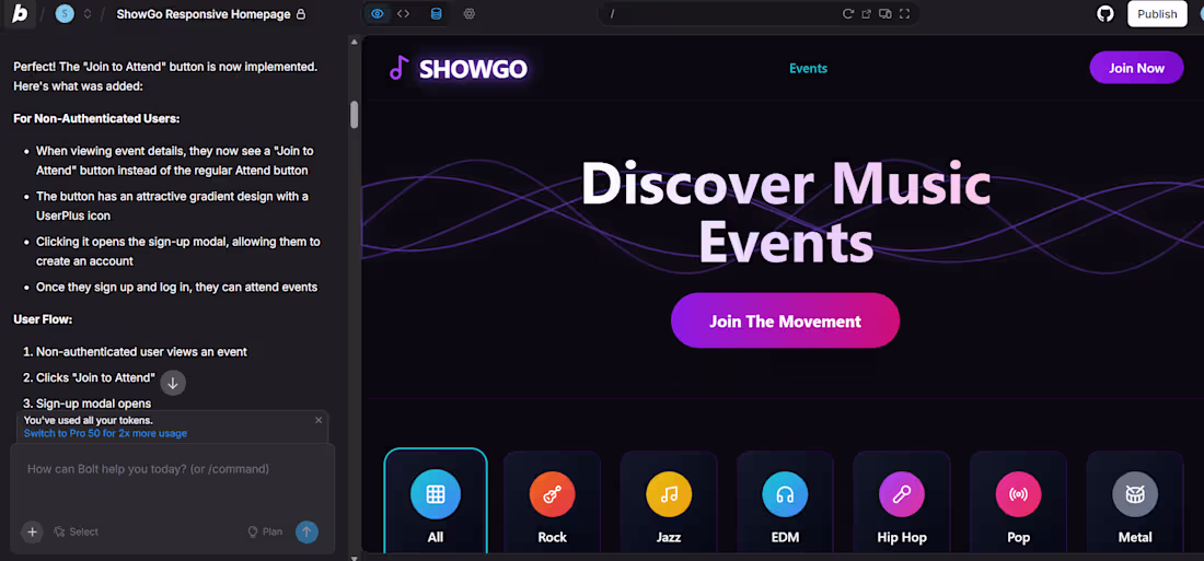 Cover image for ShowGo - Live Music Event discovery MVP
