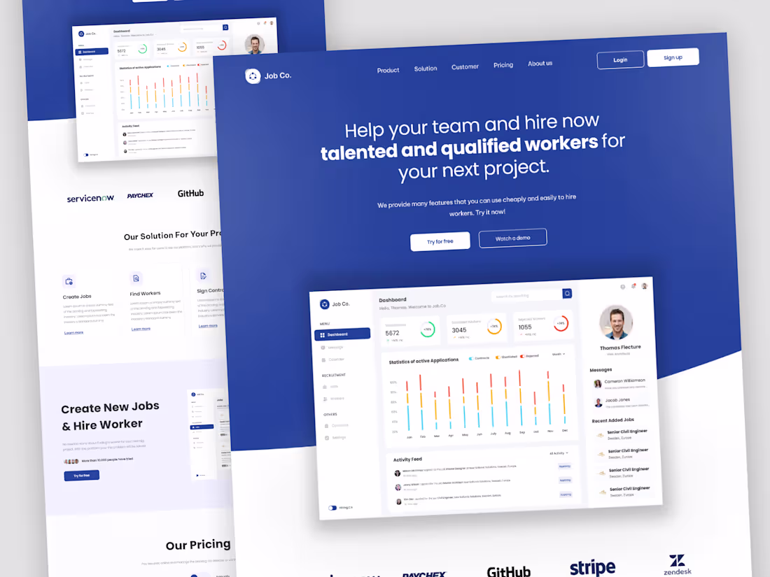 Cover image for JobCo - SaaS UI/UX design! Clean and professional SaaS desig...