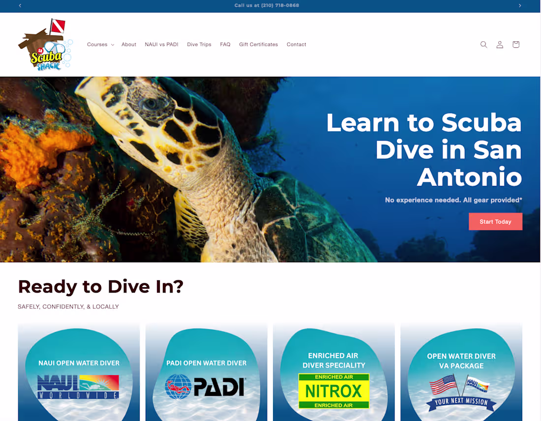 Cover image for Gave a local scuba shop’s brand and Shopify store a full ref...