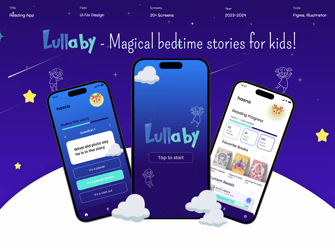 Cover image for Lullabay - Magical bedtime stories for kids! | UI/UX