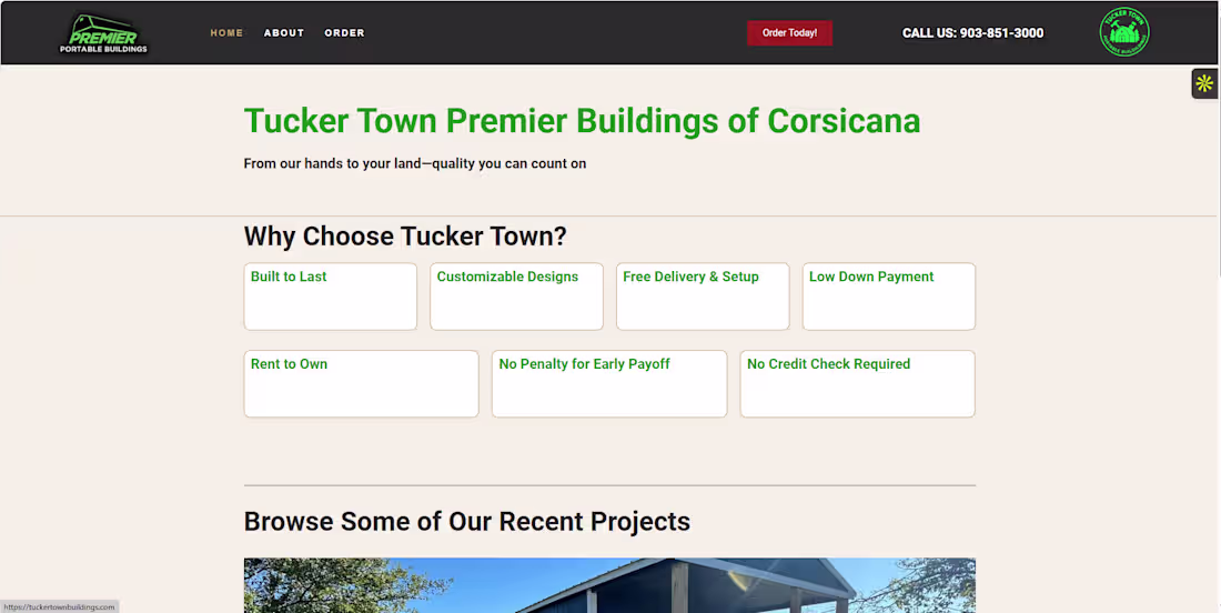 Cover image for Custom WordPress Website for Tuckertown Buildings