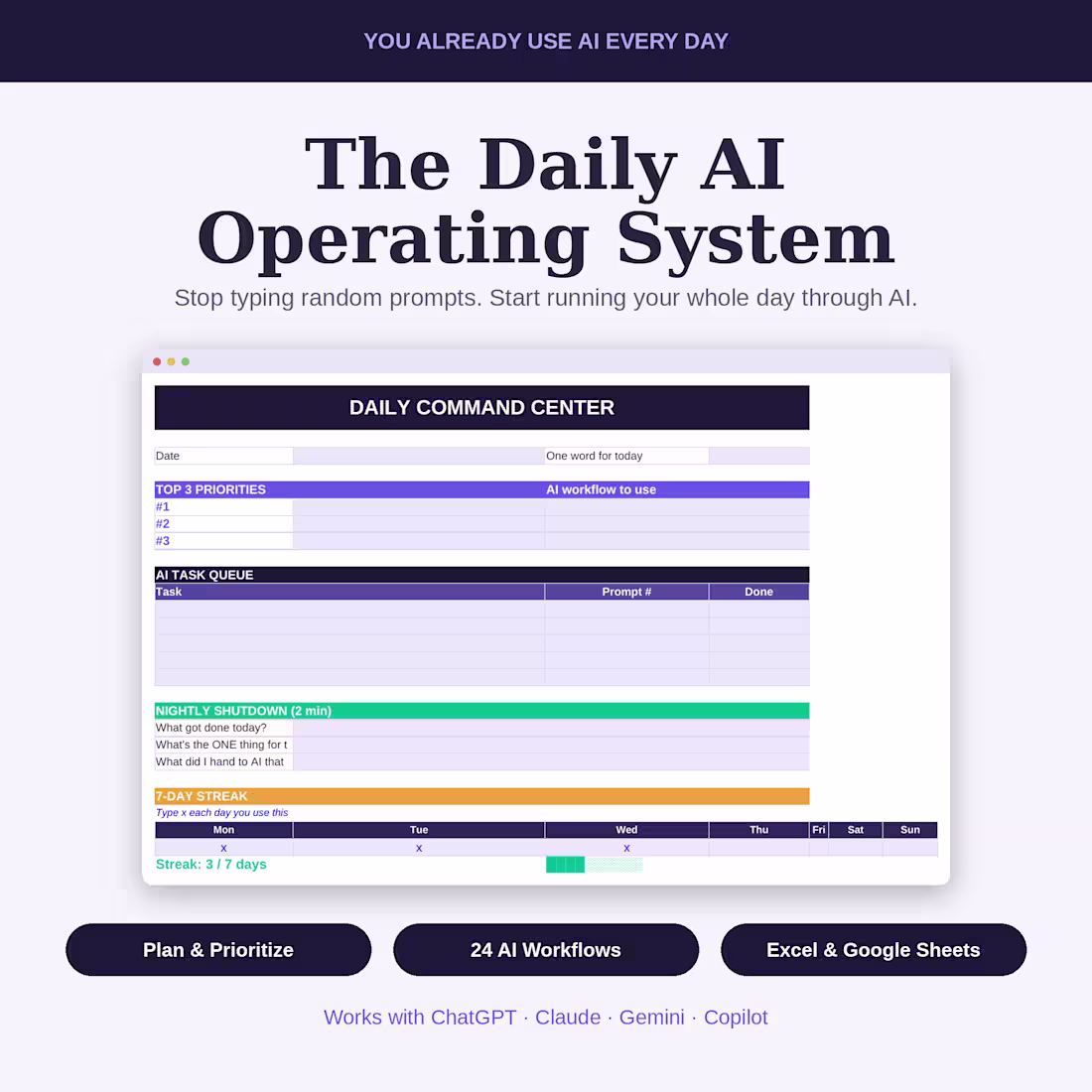 Cover image for Daily AI Operating System
A spreadsheet