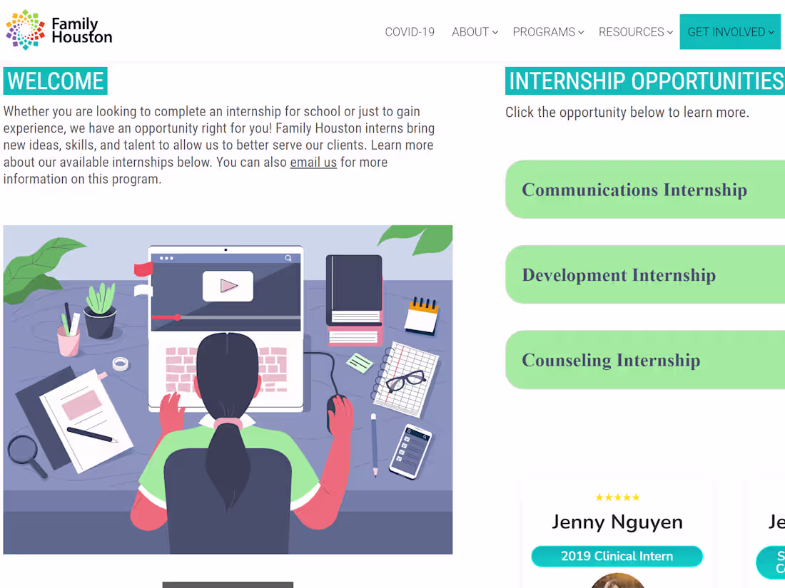 Cover image for Internships | Family Houston