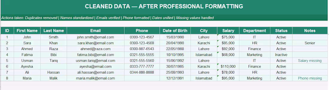Cover image for Professional Data Entry and Excel Formatting