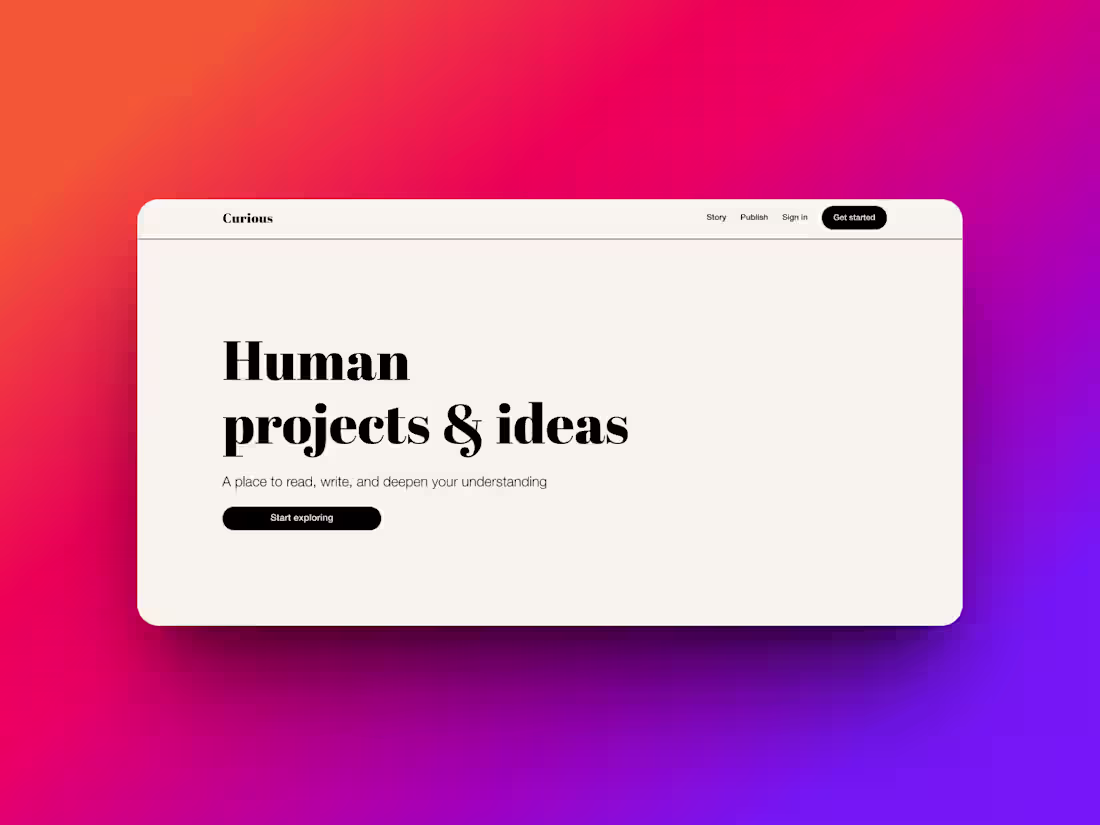 Cover image for Curious Blog Landing Page Design