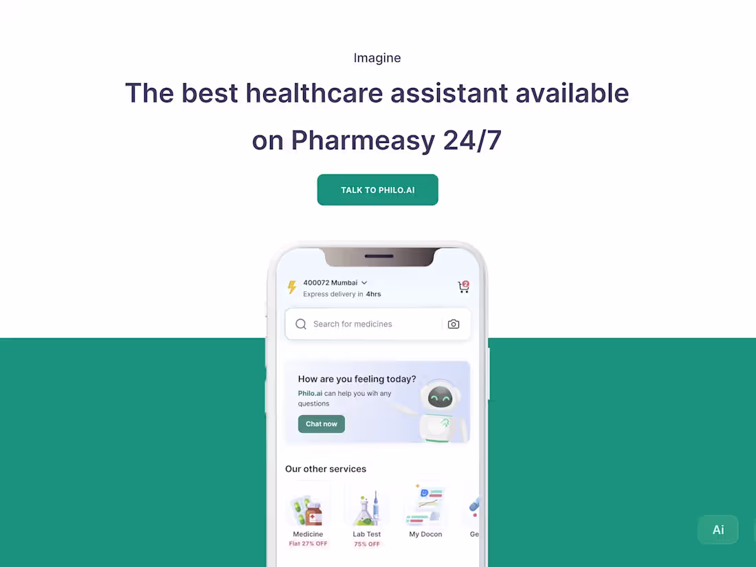 Cover image for AI Powered Chatbot Experience for PharmEasy