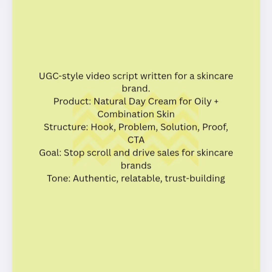 Cover image for UGC-style video script written for