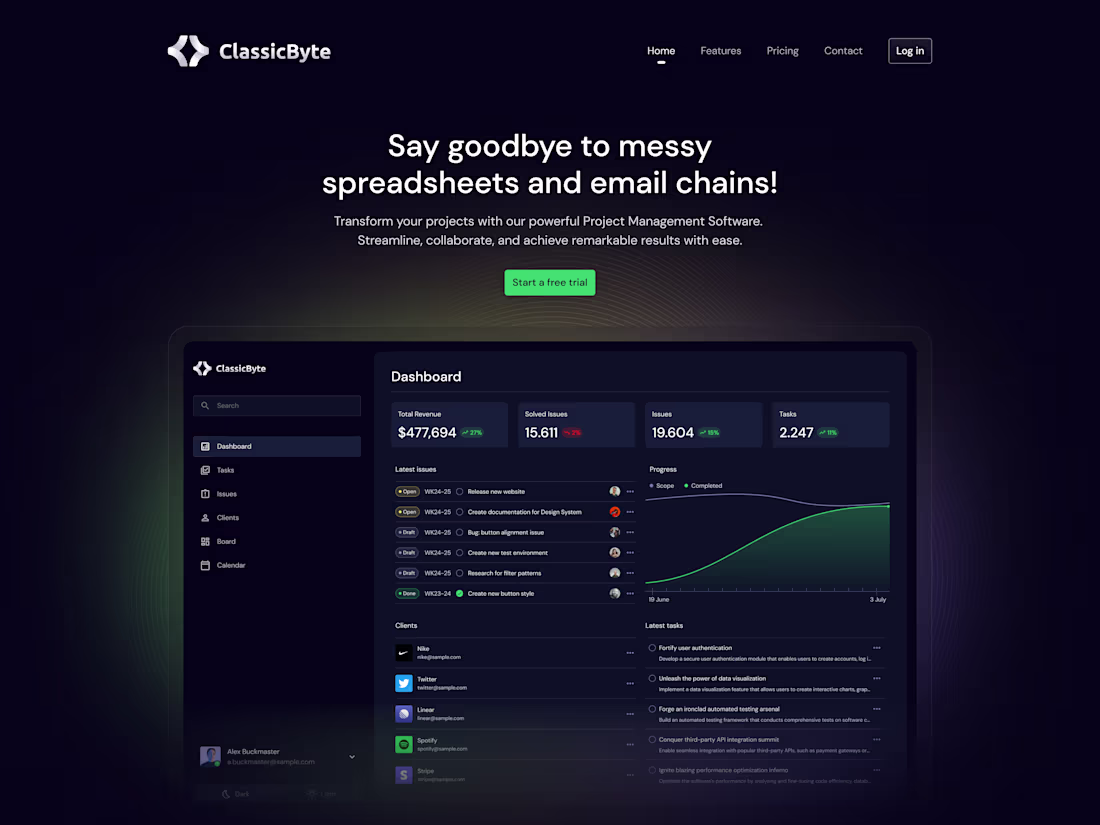 Cover image for Dark theme project management software