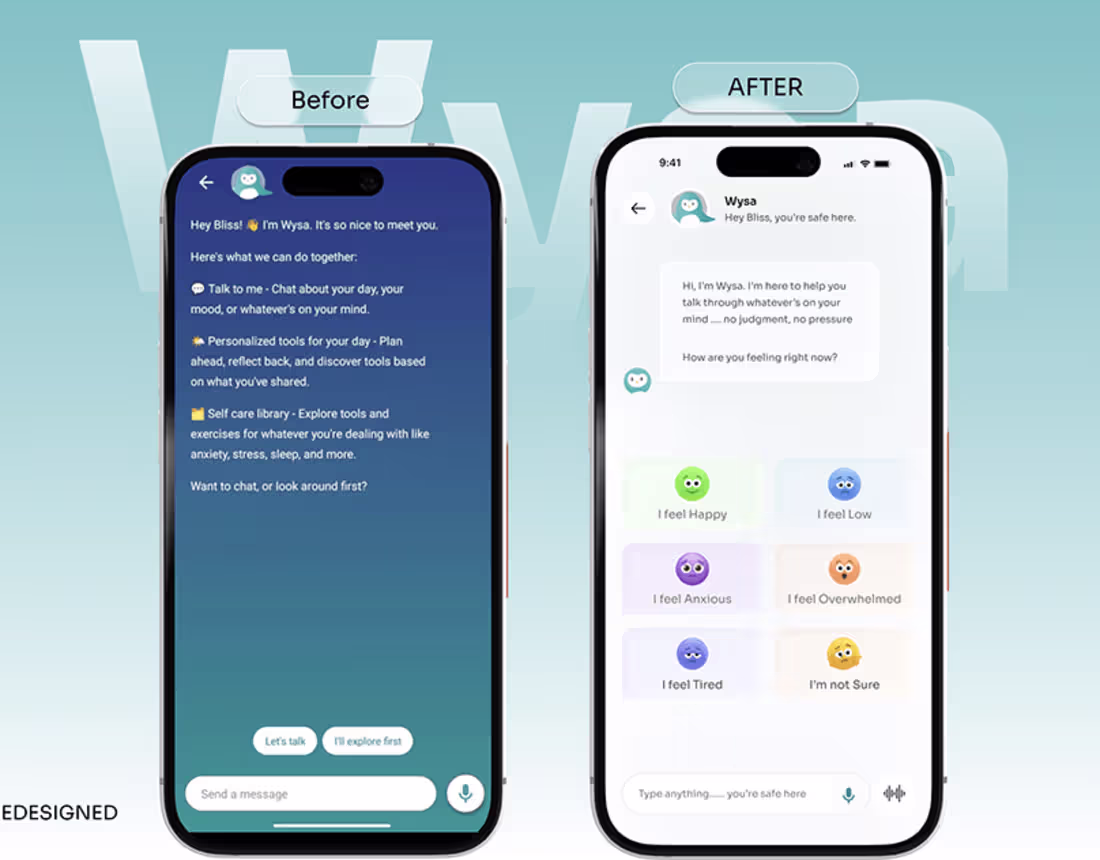 Cover image for Wysa Mental Health Chat onboarding redesign