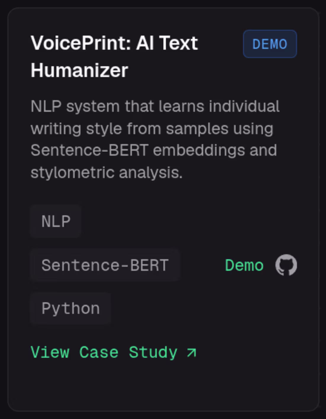Cover image for VoicePrint: AI Text Humanizer
NLP system