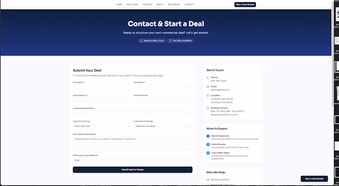 Cover image for Custom Web-Based Intake System for Deal Management