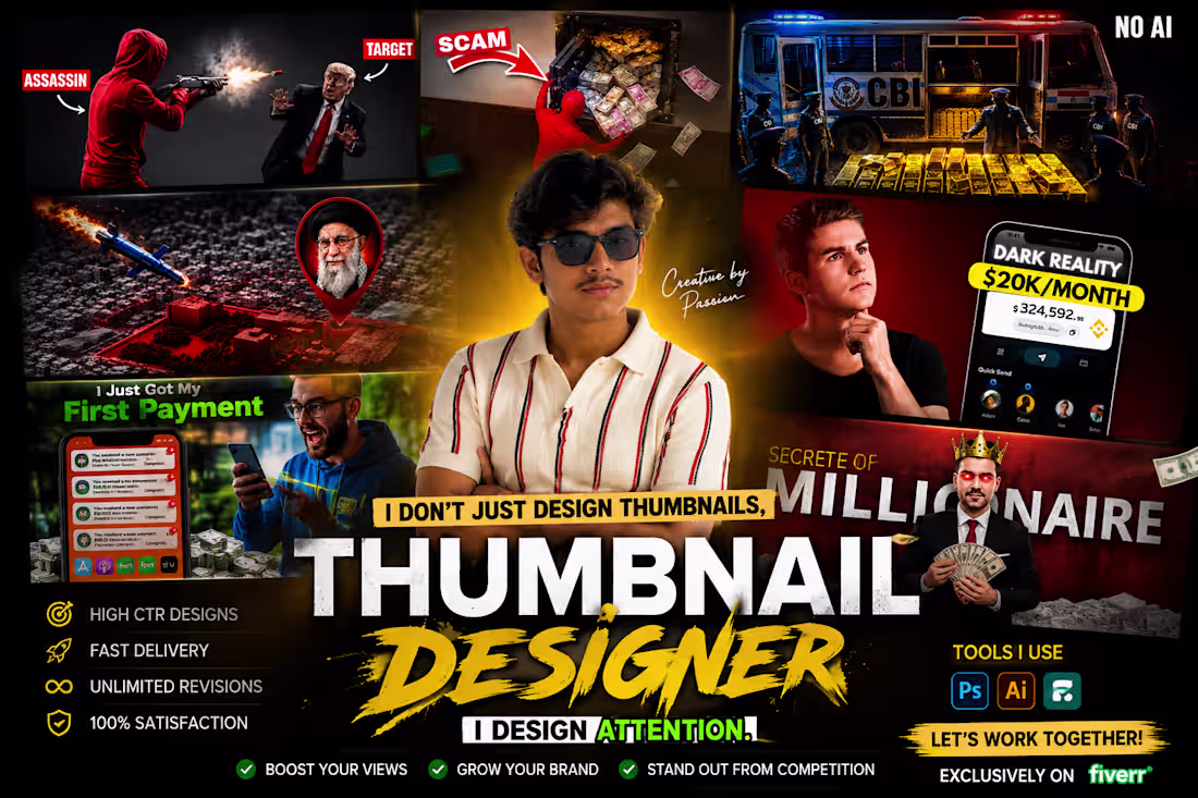 Cover image for Documentary YouTube Thumbnail Designer |  High-CTR Visuals