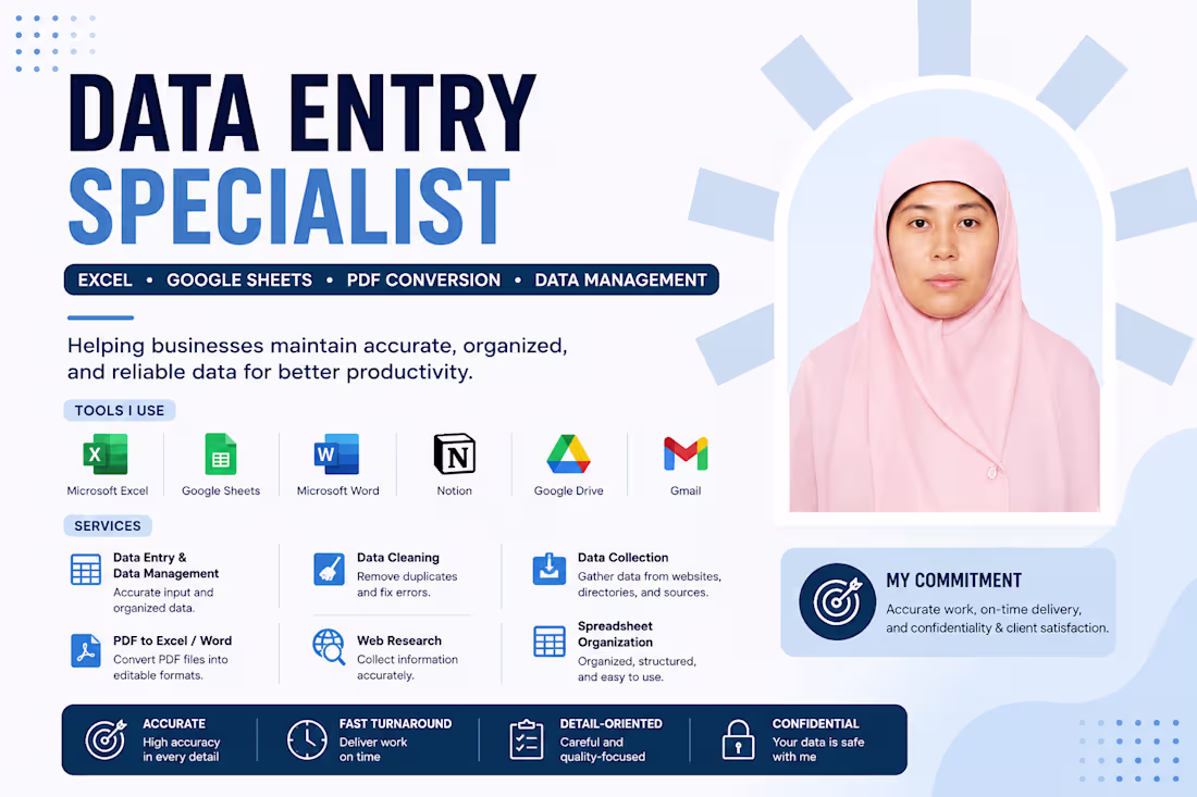 Cover image for DATA ENTRY SPECIALIST
Subjudul
Excel • Google