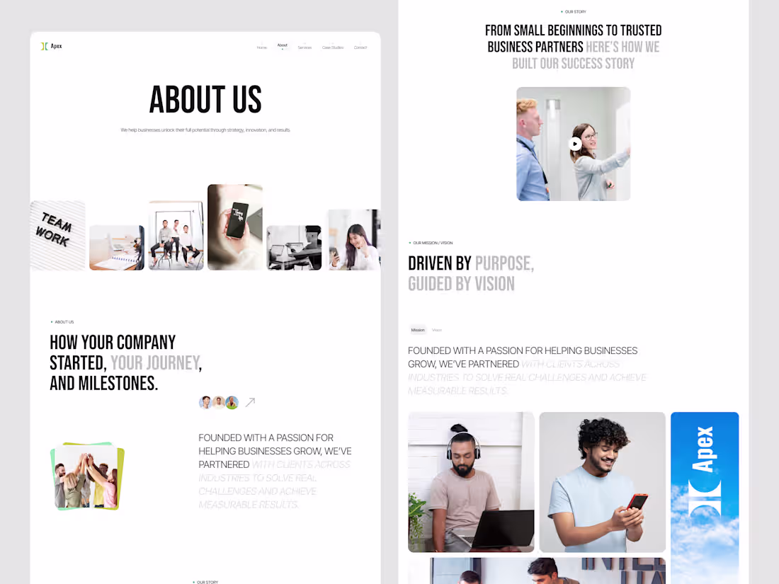 Cover image for Apex Consulting – About Us Page Design About Us page design ...