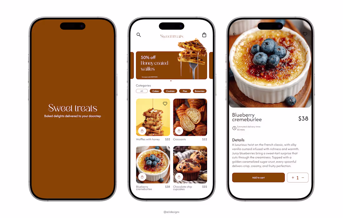 Cover image for Sweet treats - Mobile app UI design