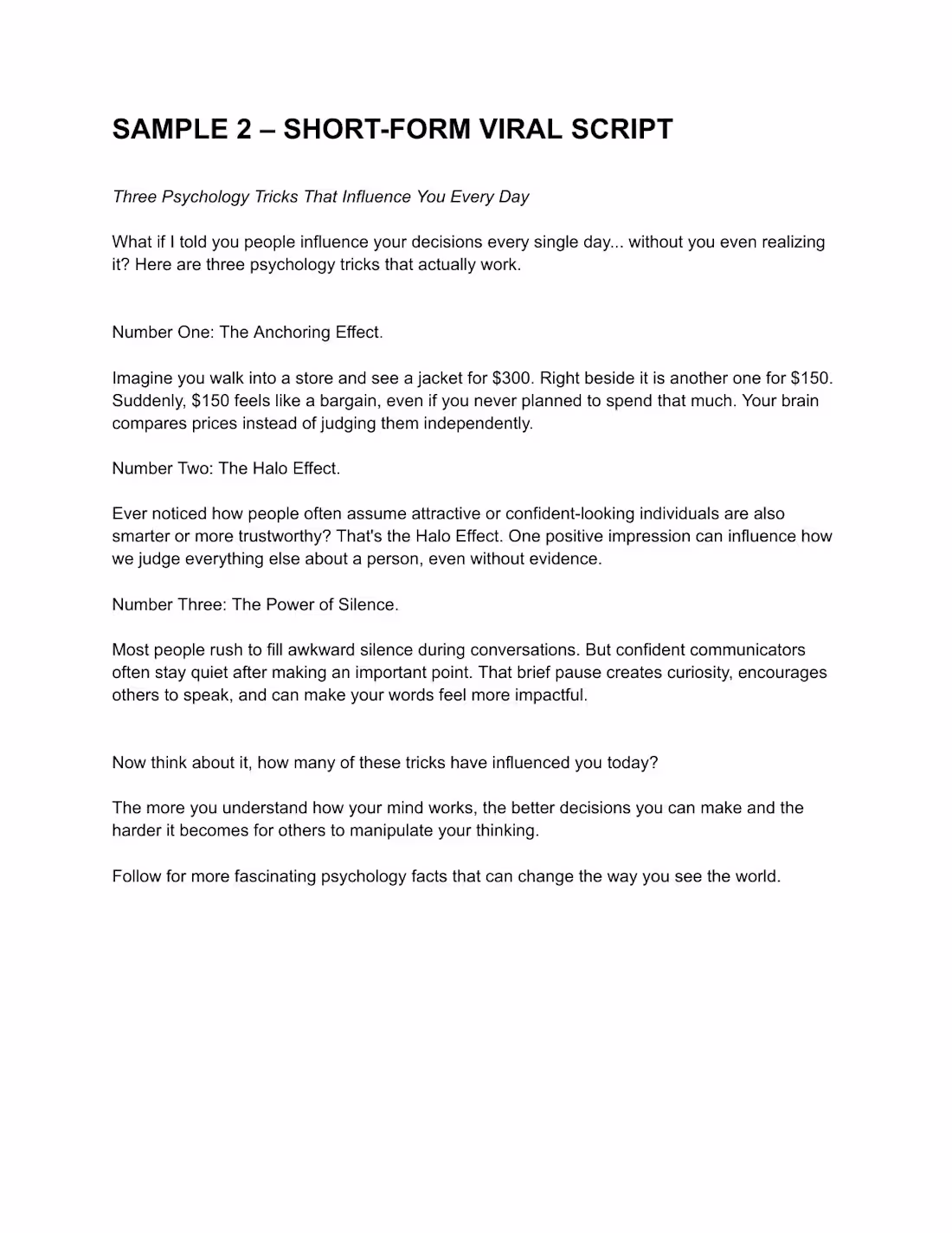 Cover image for Short-Form Educational Script 
This sample
