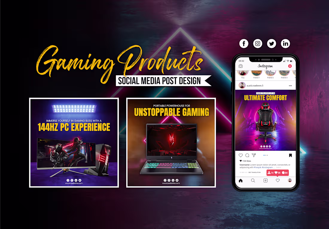 Cover image for Gaming Products Social Media Post Design