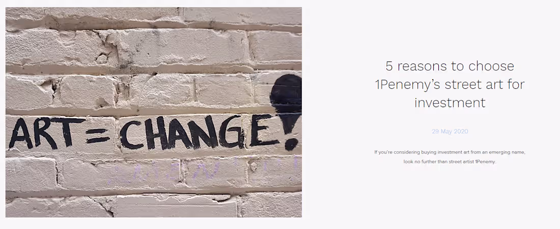 Cover image for Article - 5 reasons to choose 1Penemy’s street art for investment