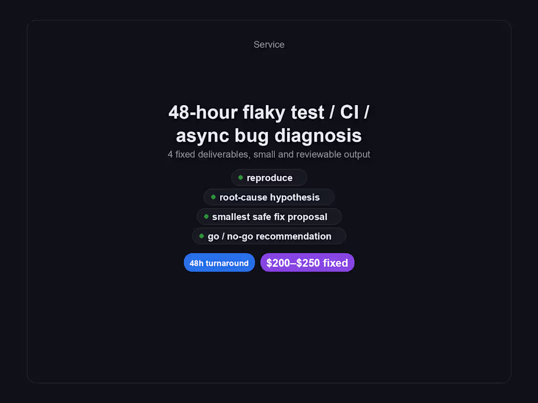 Cover image for 48-hour flaky test / CI / async bug diagnosis