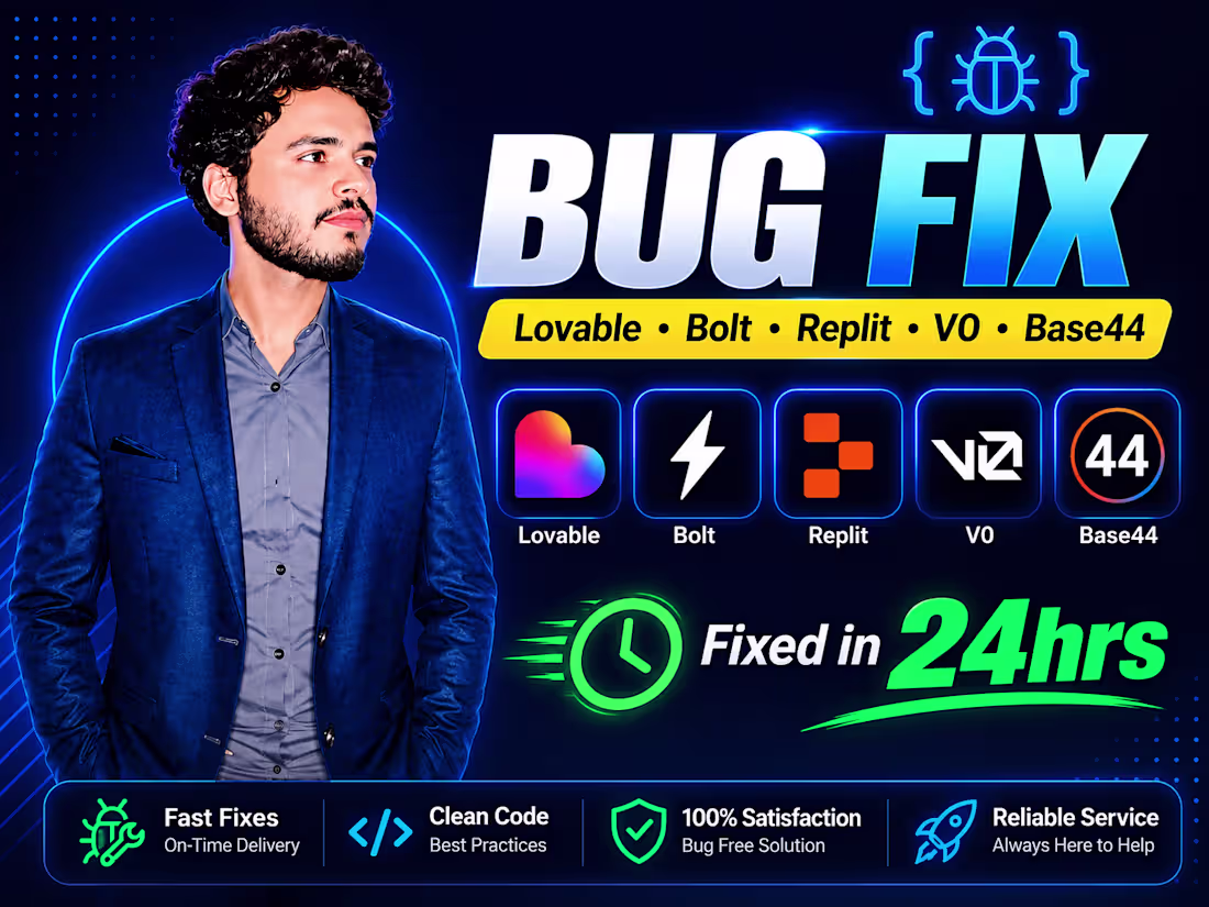 Cover image for I will fix bugs in your lovable replit bolt v0 vibe coding app
