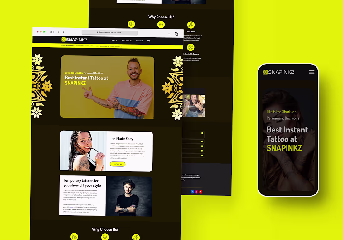 Cover image for Snapinkz Website Design | UI/UX Design