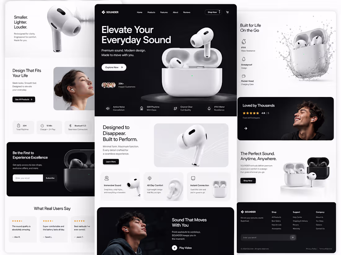 Cover image for Modern Earbuds Landing Page UI