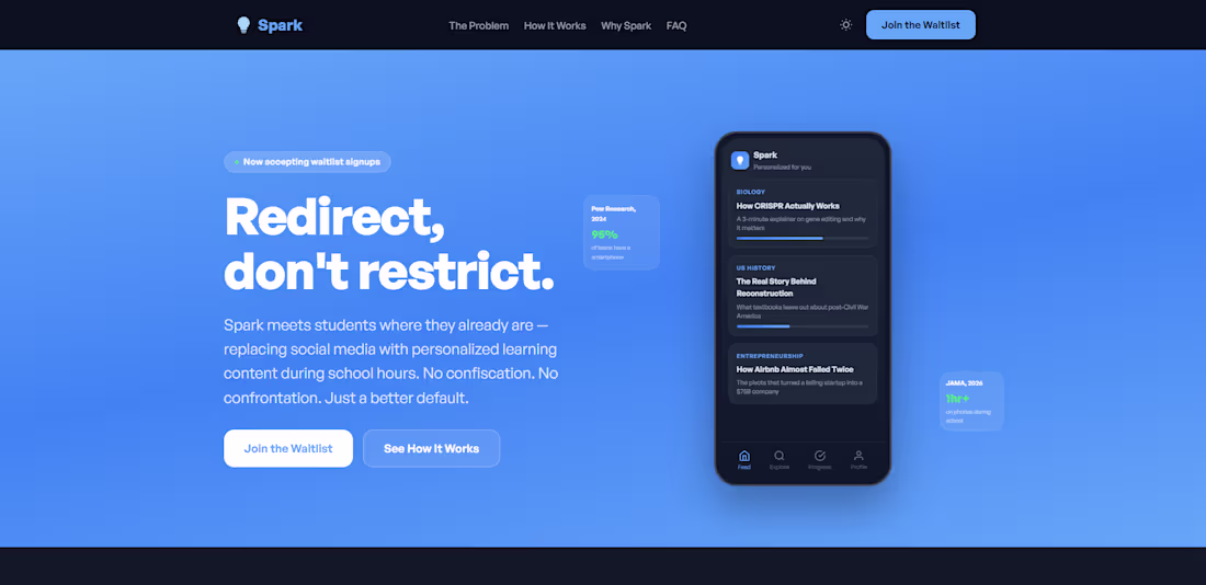 Cover image for Spark — EdTech Platform Website