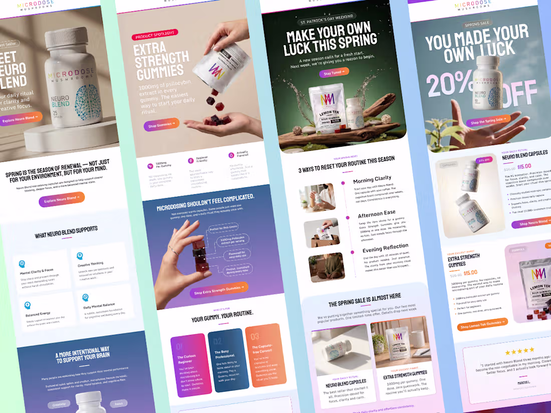Cover image for Spring campaign project. Four emails,