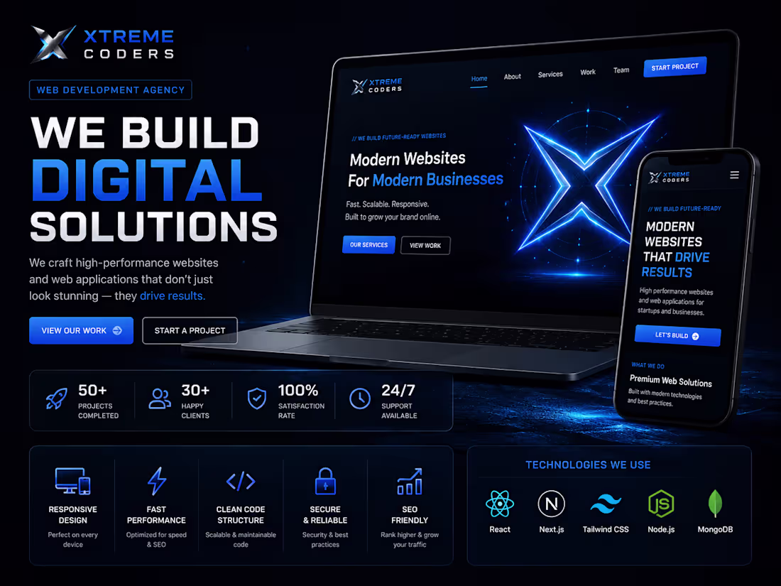 Cover image for Xtreme Coders Agency Website
A premium