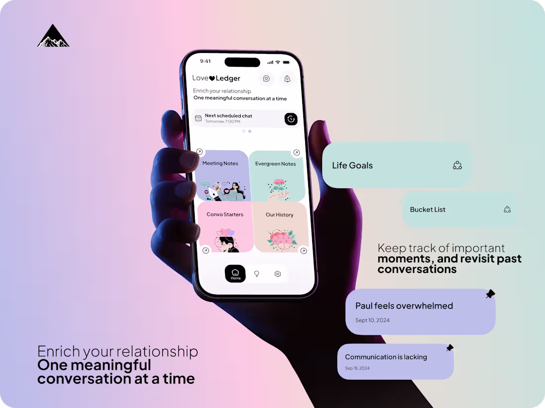 Cover image for Love Ledger — Shared Notes for Couples (UX · Emotional Safety)