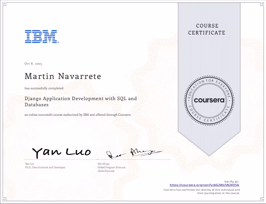Cover image for I’m excited to share that I’ve successfully completed Django...