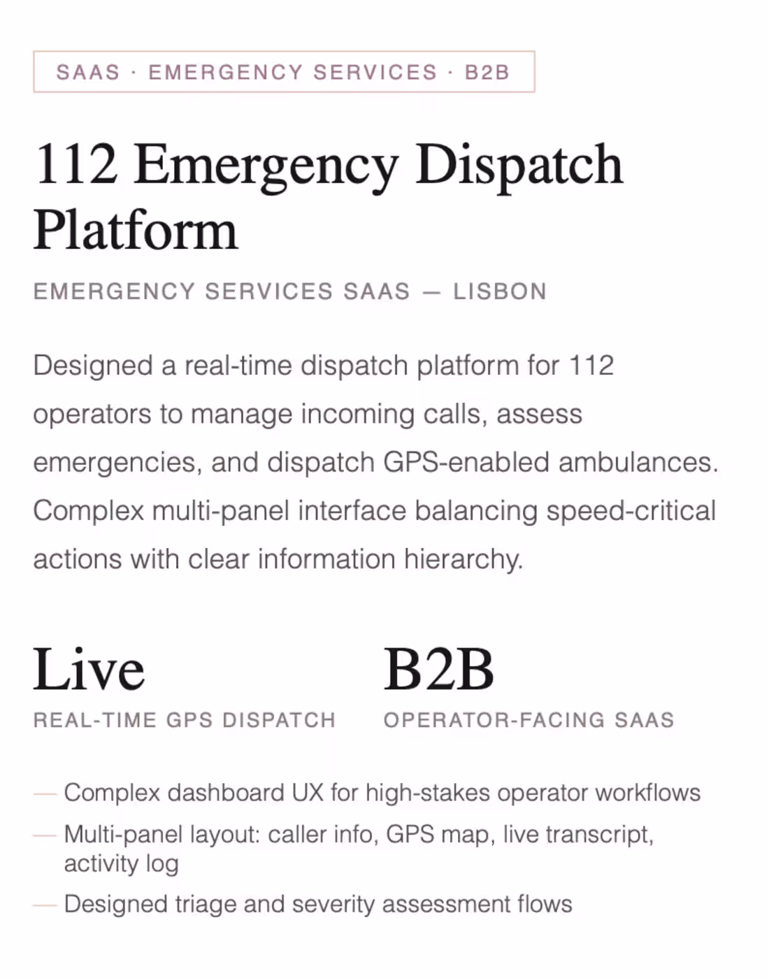 Cover image for 112 Emergency Dispatch Platform