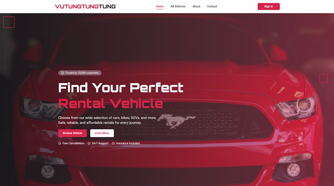 Cover image for Vutungtung — Full-Stack Vehicle Rental System