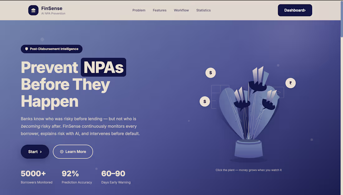 Cover image for FinSense - AI-Powered NPA Prevention