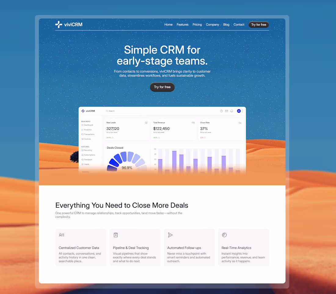 Cover image for design concept I worked on for a CRM landing page