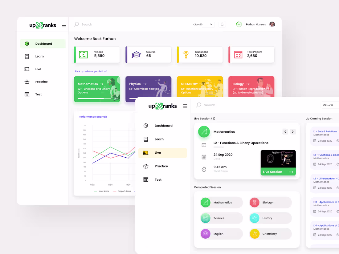 Cover image for Dashboard Design for Online class/Live Class