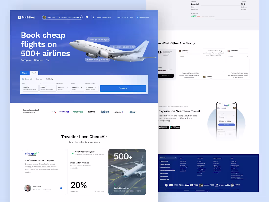 Cover image for Flight Booking Website UI Design