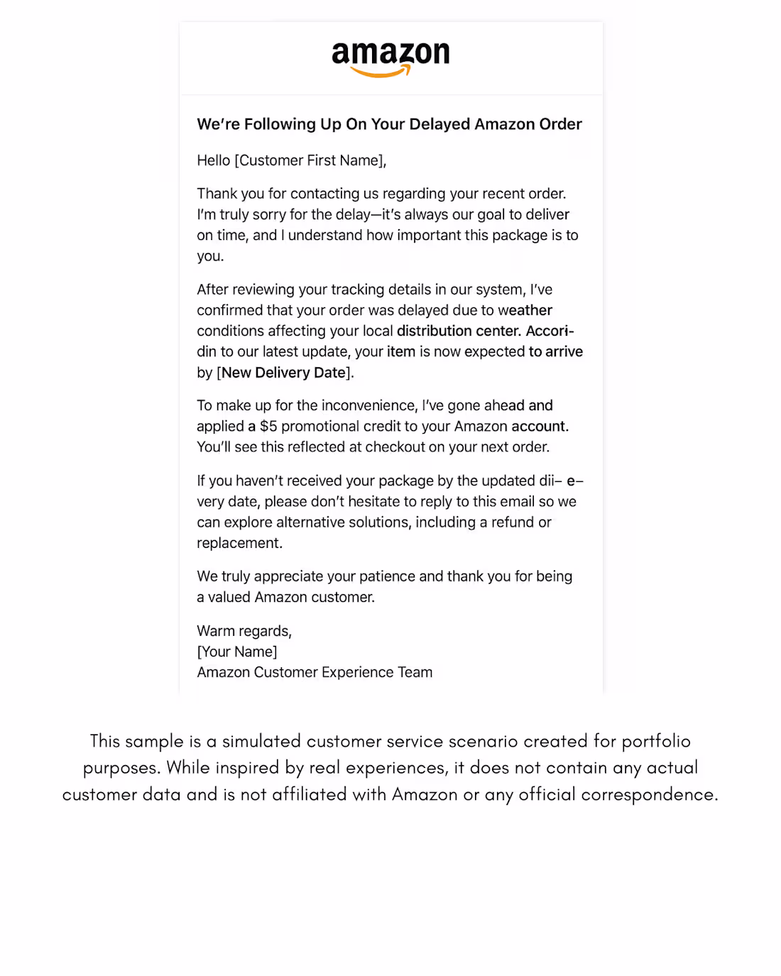Cover image for Resolving a Delayed Amazon Order via Email