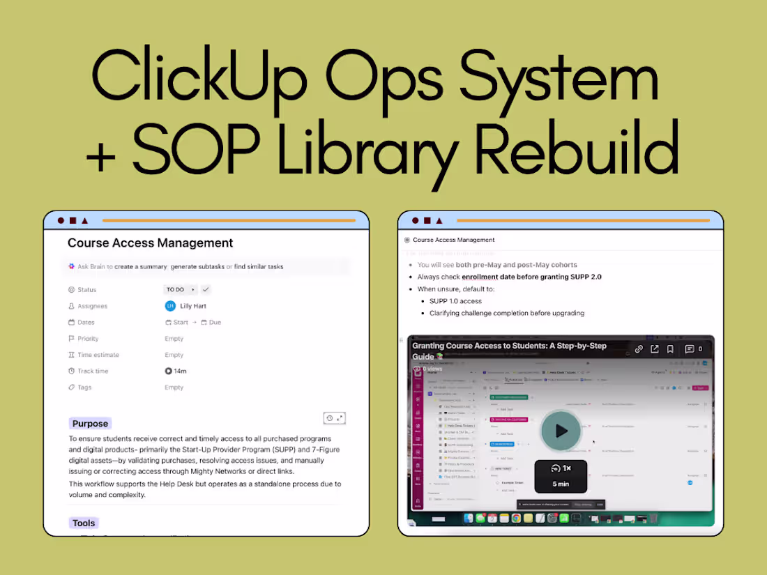 Cover image for ClickUp Ops System & SOP Library Rebuild