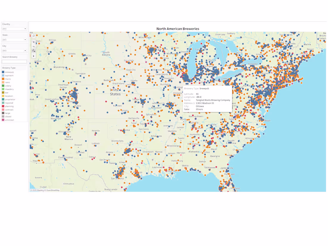 Cover image for Interactive Tableau Map – U.S. & Canada Breweries
