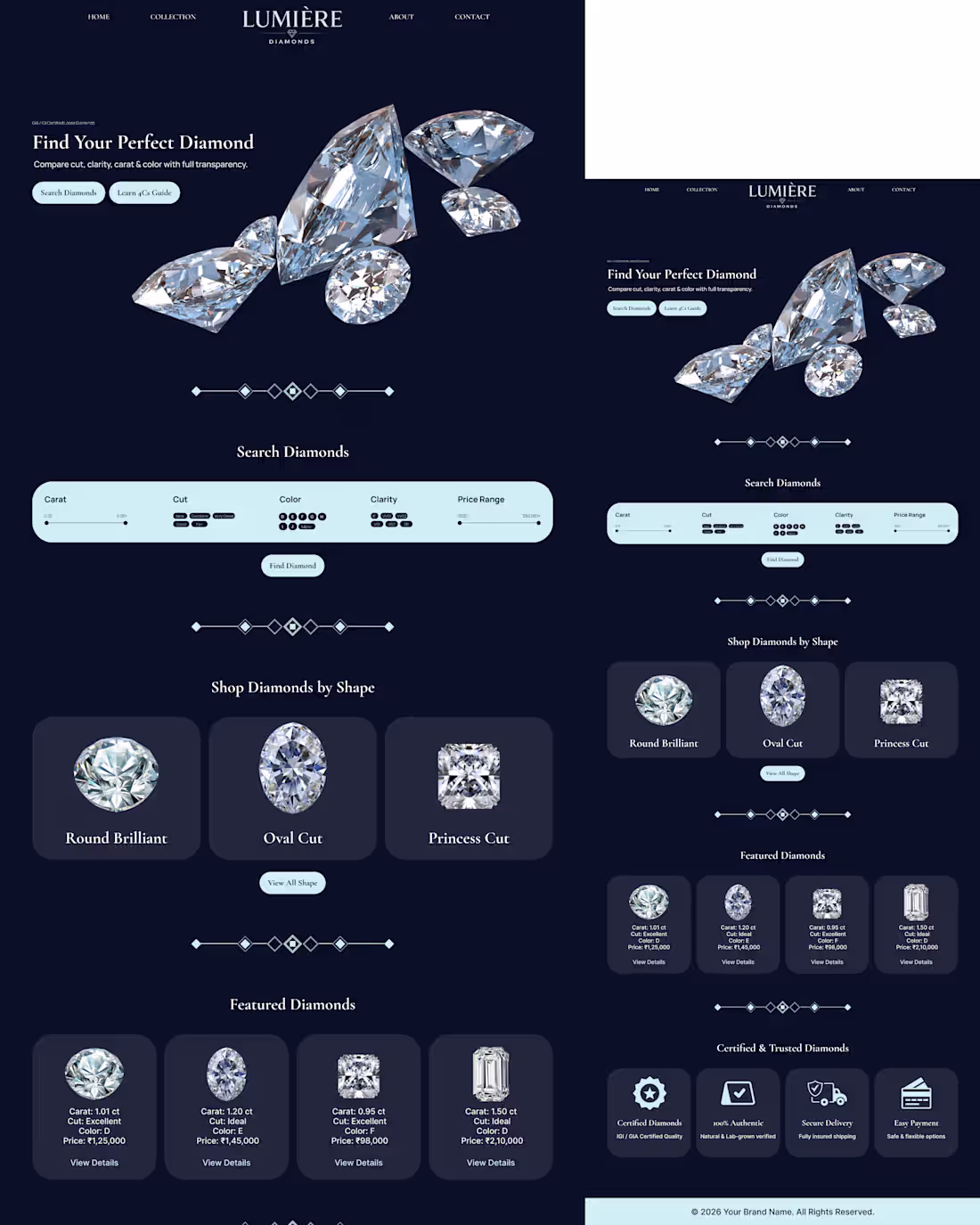 Cover image for LUMIÈRE DIAMONDS — Luxury Diamond