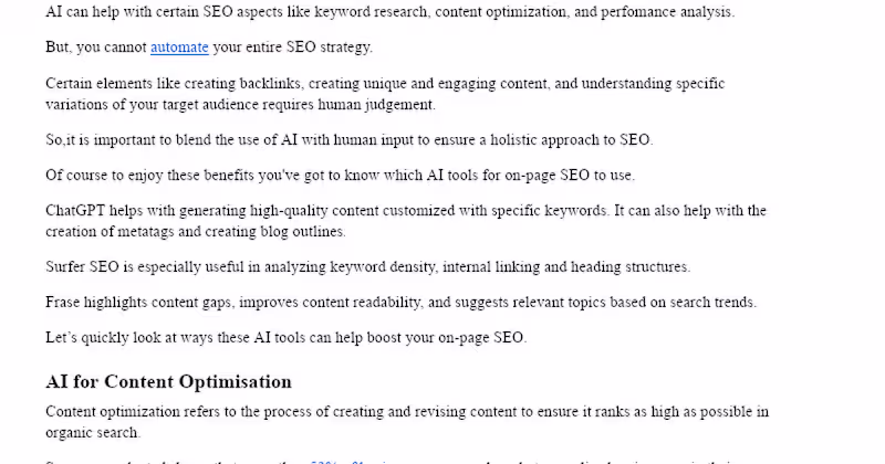 Cover image for How to use AI for On-page SEO - with tools to use.