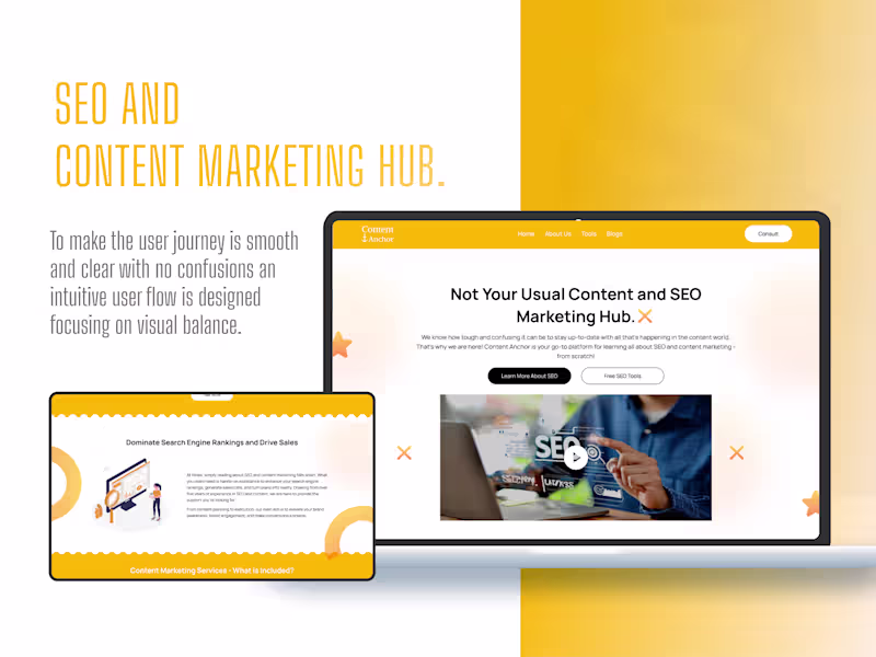 Cover image for SEO & Content Marketing Hub — UI/UX Design