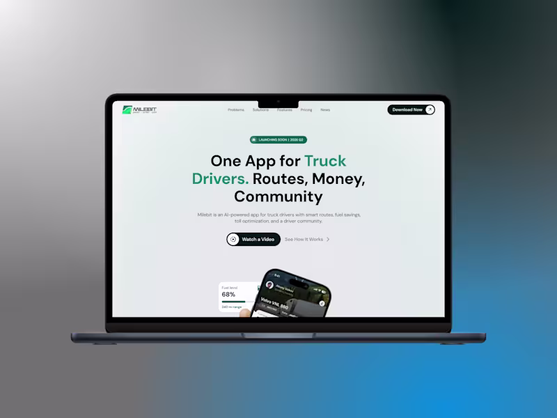 Cover image for Milebit — Logistics App Design & Framer development