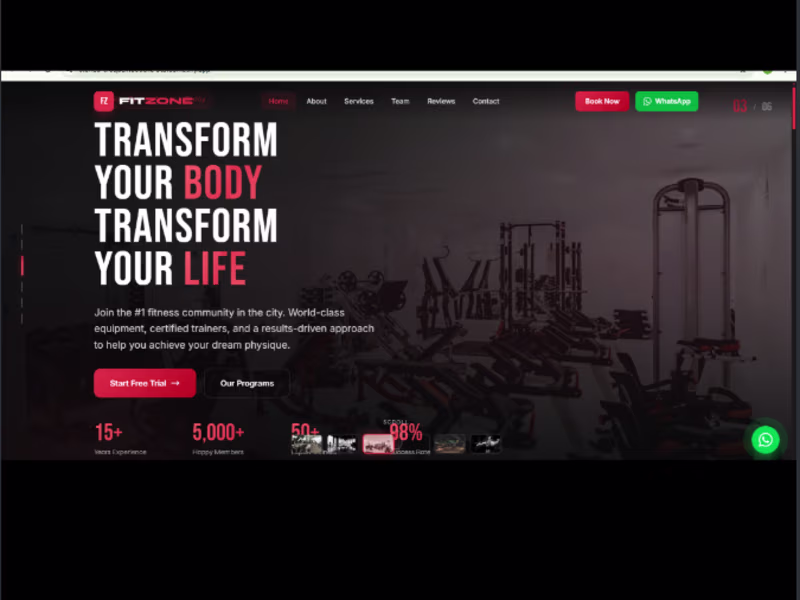 Cover image for Modern Gym Website Design & Development - FeetZone Gym Project