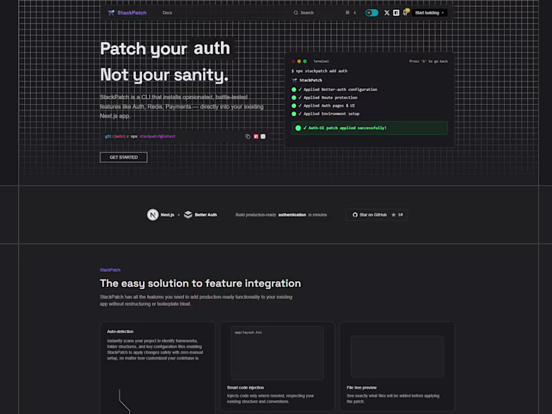 Cover image for Modern Landing Page for StackPatch Developer Tool