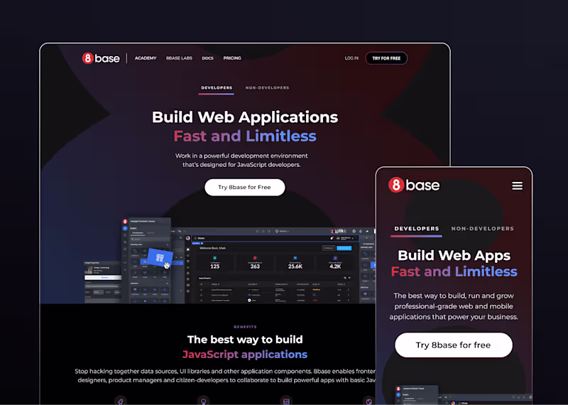 Cover image for 8base | Series A ($10.6M) Pitch Deck, UX, and Marketing Design.