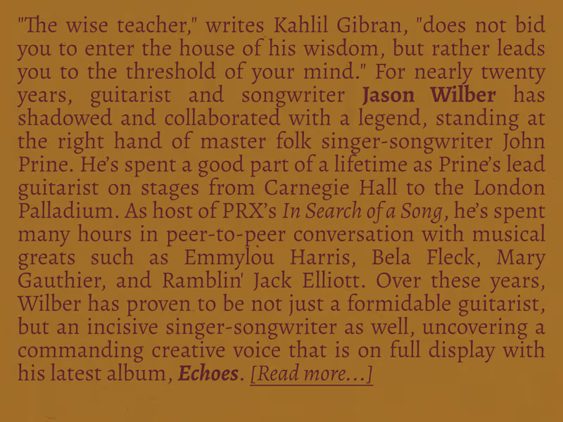 Cover image for Artist Bio: Jason WIlber - Echoes (2016)