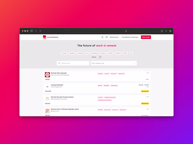 Cover image for Remotefront.io - Remote Job Aggregator